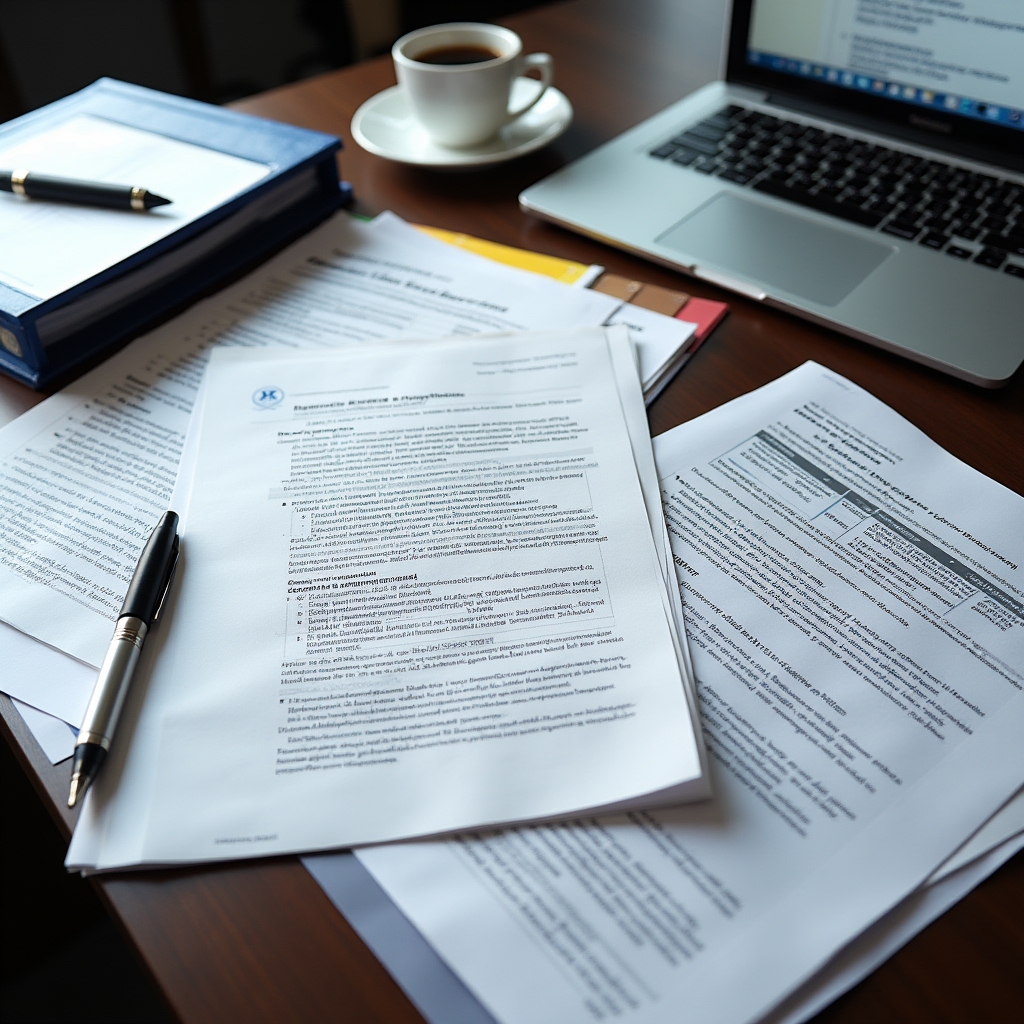 Regulatory compliance documents and FinCEN registration materials on a professional desk